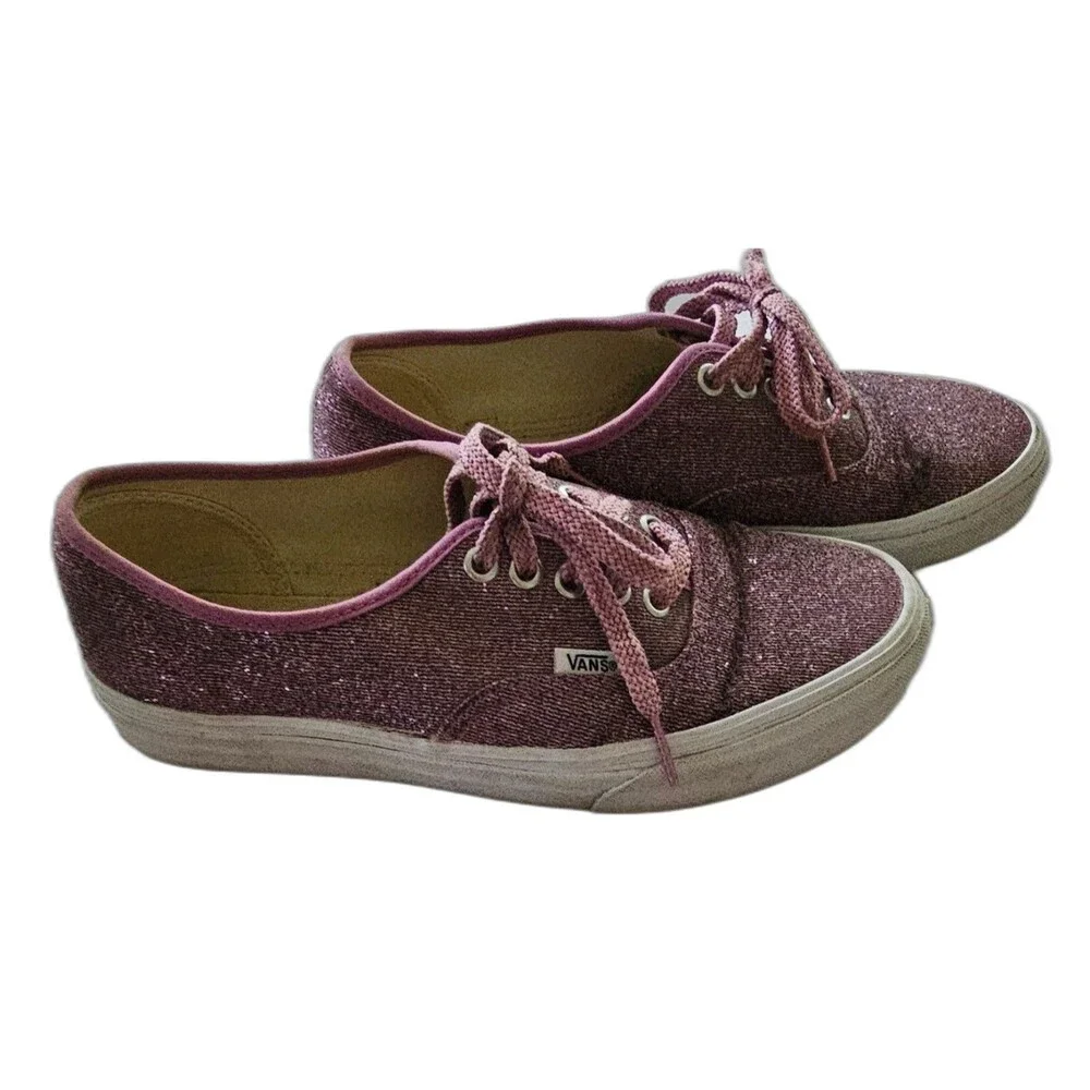Vans Authentic Lurex Glitter Sneakers Womens 8.5 Pink Sparkle Off the Wall